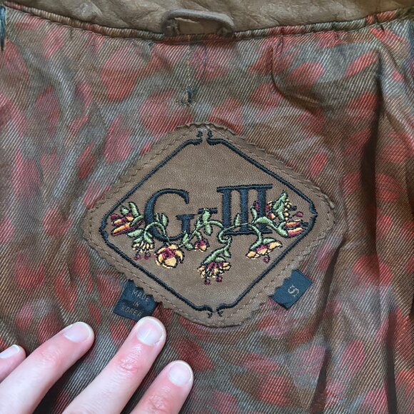 G-III Floral Leather Jacket, Vintage, Size Small - Picture 3 of 6